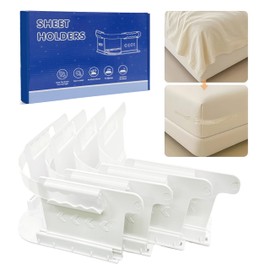 Lock Sheet Holders Keep Sheets Tight Heavy Duty Bed Sheet Holder Corner Fitted Sheet Straps Fit All Mattress Size Easy Installation (White, 4pc)