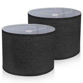 Filltown Lamp Shades for Table Lamps, Drum Light Shade 12.6" Diameter x 8.3" High Lamp Shades for Lampshades for Floor Lamps, Light Shade Bedroom, Harp Not Included, 2PCS - Black