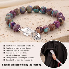 Sistble 8th Grade Graduation Gifts Class of 2026 Teen Gifts Trendy Stuff 5th Grade Graduation Gift M Initial Bracelets for Her 2026 High Middle School Purple Stone Jewelry