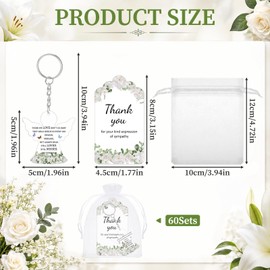 60 Set Funeral Favors Thank You Set, Celebration of Life Favors Acrylic Angel Keychain and Thank You Cards for Funeral Gifts, Sympathy Gift for Remembrance Bereavement Memorial Party Guests Gifts