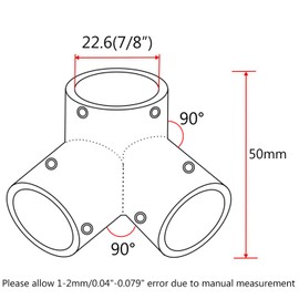 NRC&XRC Marine Grade 316 Stainless Steel Mirror Polished Hand Rail Fitting-90 Degree 7/8inch 3 Way Corner Elbow,7/8 inch Pipe Hand Rail Tee