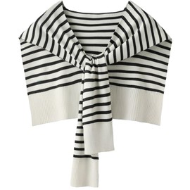 Women’s Knitted Sweater with Sleeves Wrap Scarf Lightweight Striped Shawl Cardigan Cape Wraps Over the Shoulder Sweaters