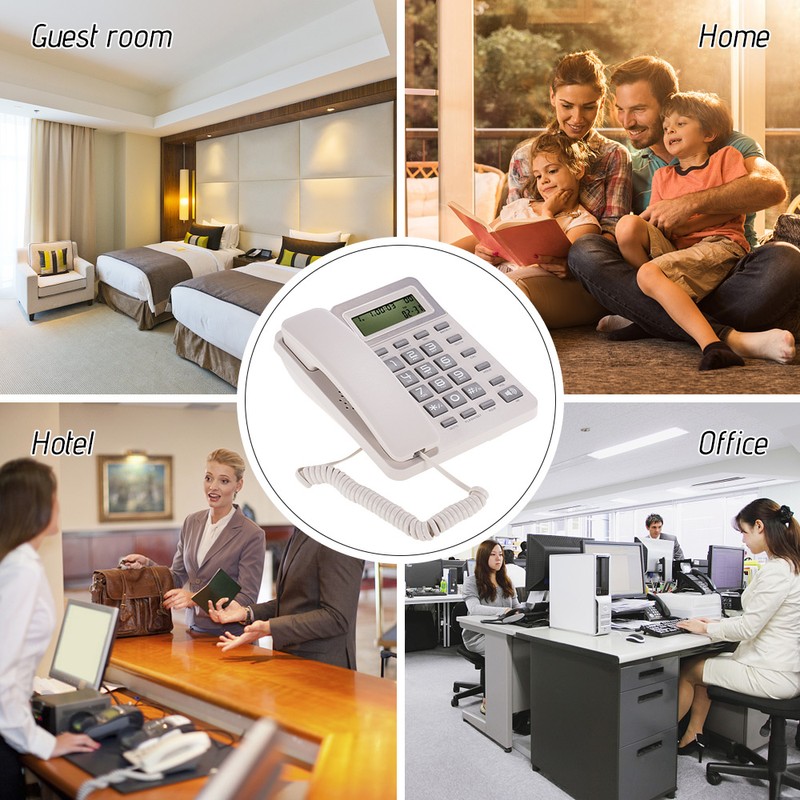 Desktop Corded Landline Phone Fixed Telephone with LCD Display Mute/