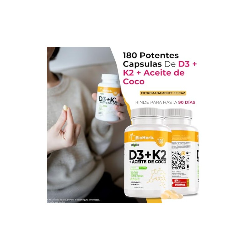 BioHerb® | Vitamina D3 + K2 (MK-7) con Aceite de