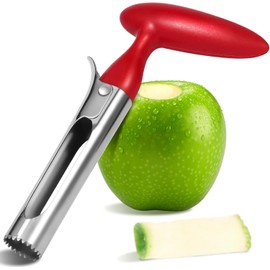 Apple Corer Remover - Stainless Steel Apple Corer and Fruit Core Extractor - Ergonomic Handle Tool for Kitchen Use - Easy to Operate & Clean (Red)