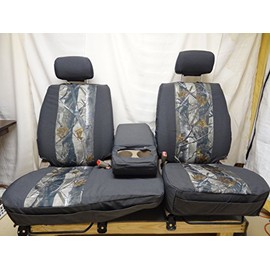 Durafit Seat Covers, Made to fit 2000-2004 Tundra Front 40/60 Split Seats with Fold Down Console. Dark Gray Automotive Twill with XD3 Endura Camo Inserts.