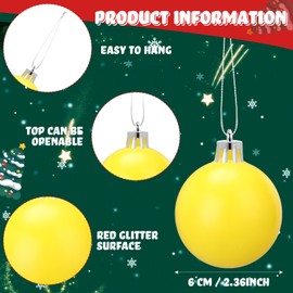 12 Pcs 2.4 inches Yellow Christmas Ball Christmas Tree Ornaments Christmas Tree Pendants Xmas Shiny Balls Baubles Set for Christmas Tree Hanging Wreath Garland Decorations（Matte Yellow）