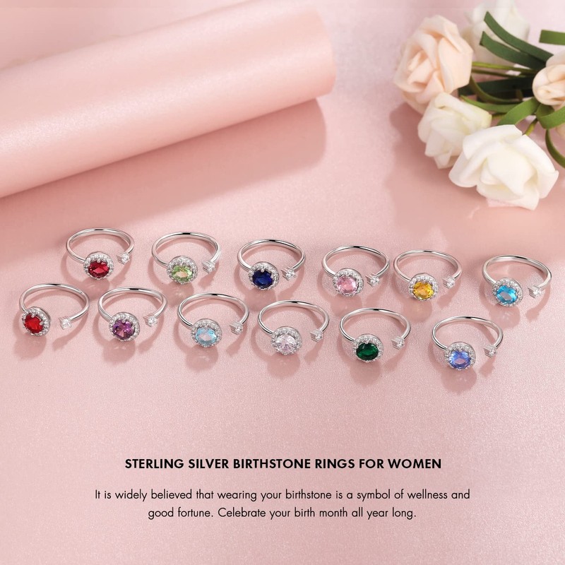 April Birthstone Rings for Women 925 Sterling Silver Womens Month