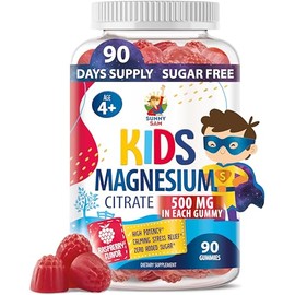 SUNNY SAM- “Gomitas de Magnesio Sin Azúcar para Niños y Adolescentes 500mg Gomitas Tranquilas de Citrato de Magnesio Masticable Mag