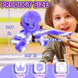 8-Inch Purple Octopus Stuffed Animal, Cute Octopus Plush Toys for Girls and Boys, Soft Stuffed Sea Animals Plush Toy for Party Favors, Birthday Gifts, Kawaii Hugging Plushies