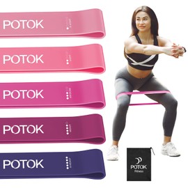 Resistance Bands [Set of 5], Potok Resistance Band for Women and Men,Skin-Friendly Resistance Fitness Exercise Loop Bands with Carry Bag for Pilates, Training, Physio Therapy, Stretching