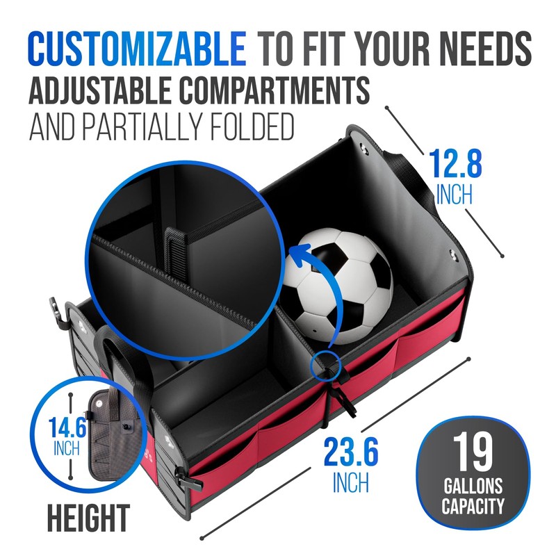 Car Trunk Organizer – Large Collapsible Storage Box with Adjustable