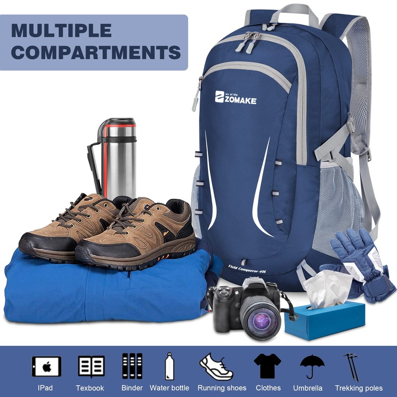 ZOMAKE 40L Foldable Backpack Lightweight Rucksack,Packable Small Backpacks Water Resistant