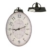 Benjara Distressed Oval Shape Wooden Wall Clock with Ring Hanger,