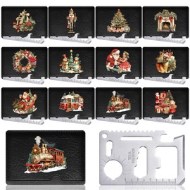 Shimeyao 12 Pcs Stocking Stuffers for Adults Men, Vintage Gifts for Men, Wallet Credit Card Multitool, Stocking Christmas 11-in-1 Metal Stainless Steel Tool Bottle Opener for Husband Boyfriend Adults