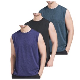 3 Pack Men’s Workout Tank Top Dry Fit Performance Gym Bodybuilding Athletic Sleeveless T Shirt