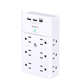 Addtam Multi Plug Wall Outlet, Surge Protector Wall Mount with 12 Outlet Extender 4 Sides and 3 USB Ports (1 USB-C), Outlet Splitter Power Strip for Home Office Dorm Room Essentials, White