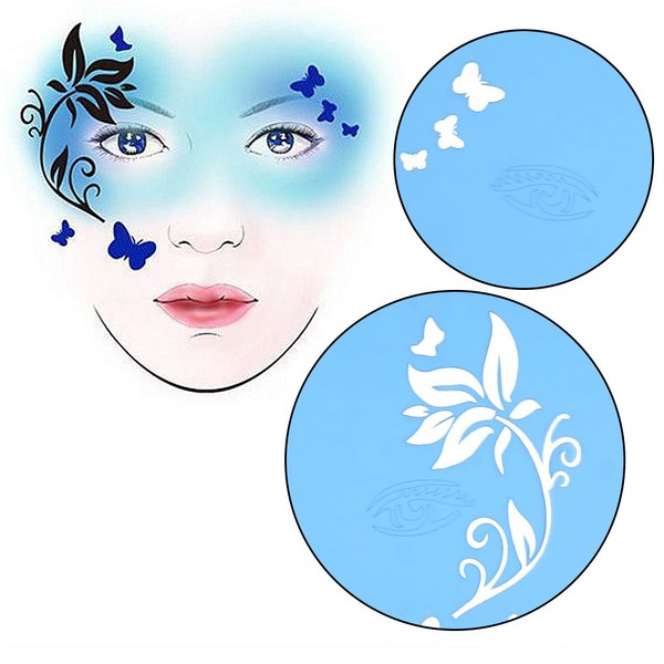 7 styles/set reusable face colour stencil, body painting template, flower butterfly face design