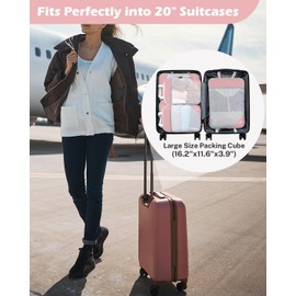 Gonex Compression Packing Cubes Mesh Organizers 1L+2M+2S+Laundry Bag Pink