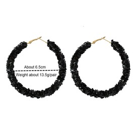 Acrylic Cute Candy Crystal Chips Wrapped Hoop Earrings Colorful Transparent Geometric Round Dangle Drop Earrings Party Jewelry for Women-black