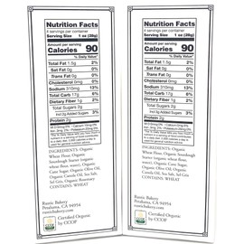 Rustic Bakery Crackers Organic Rosemary Sourdough Gourmet Flatbread Bite Size Twice Baked Variety Bundle | Olive Oil & Sel Gris, Rosemary & Olive Oil- 4 oz