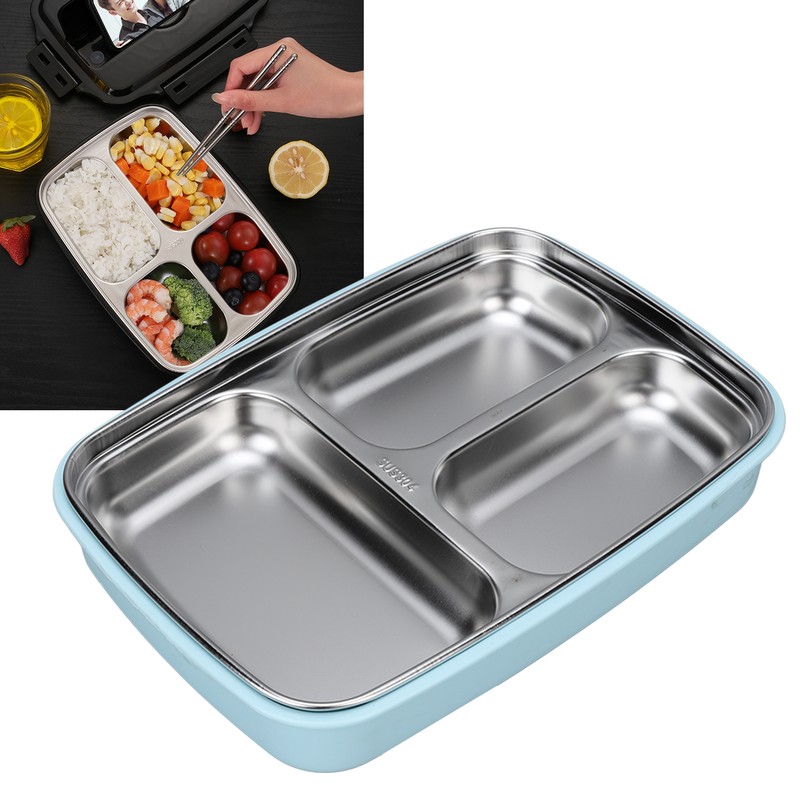 Thermal Insulation Bento Lunch Box 3 Grids Leakproof 304 Stainless