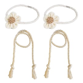 VEHYEGOI 2 Pieces Floral Curtain Cords, 2 Twine Ties, Tie Curtains, Boho Curtain Ties, Magnetic Flowers For Curtain Ties, Magnetic Ties For Curtains