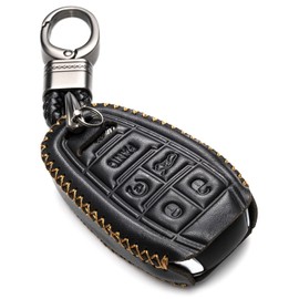 Vitodeco Genuine Leather Smart Key Fob Case Protector Compatible for Alfa Romeo Giulia, Stelvio, Tonale (2017 - 2025 Models) - 5-Button, Black