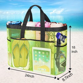 wanchel Extra Large Mesh Beach Bag, Tote Bag for Beach with Zipper