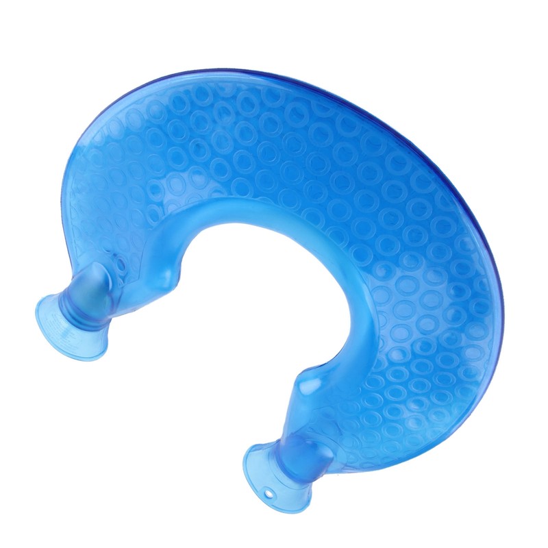 1400ml U Shaped Hot Water Bag Translucent Blue PVC Heating
