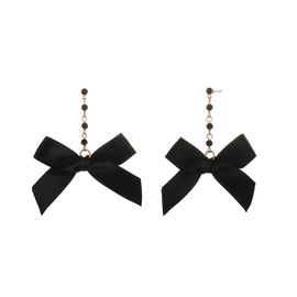 Ribbon Bowknot Stud Earrings Black Bow Earrings Vintage Sparkly Sweet Stud Earrings Jewelry For Women(1)