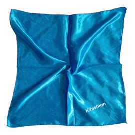 Kiran Fashion Satin Silk Scarf Small Plain Neckerchief Headband Wrap Square Shiny 50cm X 50cm (Light Blue)