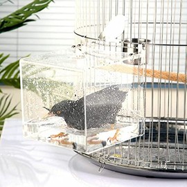 GURECOD Hanging Bird Bath Cube Bird Bathtub Bath Shower Box Bowl Cage Accessory for Little Bird Canary Budgerigar Parrots Crested Myna Cockatiel Lovebird Parakeet Bath (X L)