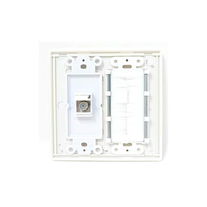 RiteAV Mesh Brush Coax Cable TV Wall Plate Dual 2