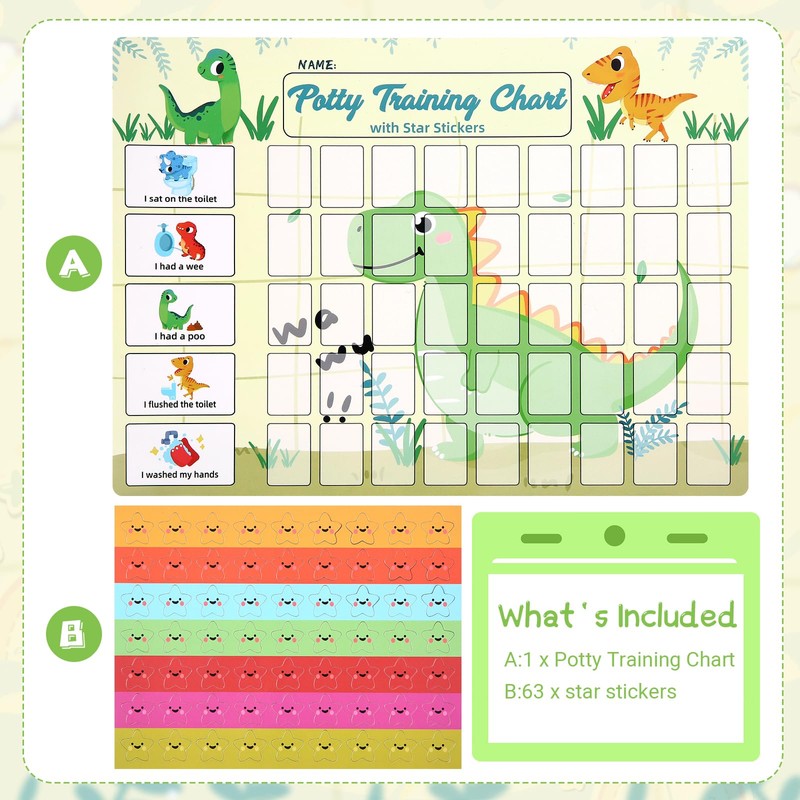 khlerox Potty Training Chart for Toddlers with 63 Reusable Magnetic