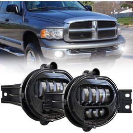 XPCTD Upgraded LED Fog Lights for Dodge Ram 1500 2500 3500, 2002-2008 Dodge Ram 1500, 2003-2009 Ram 2500 3500, 2004-2006 Durango Truck, Driver and Passenger Side Black