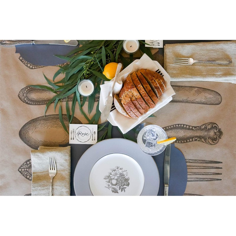 Hester and Cook Paper Table Runner - Kraft Cutlery Disposable