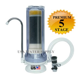 WATER WORLD Premium 5 Stage CounterTop Water Filtration Filter Home Drinking System Clear RV