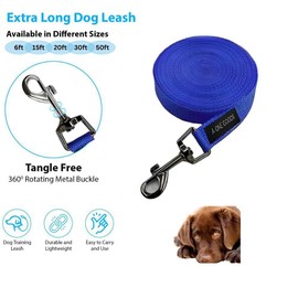 Dog Training Leash 50ft, 30ft, 20ft, 15ft and 6ft Long Leads, Dog Training | Extra Long Dog Leash with Handle Great for Puppies & Dogs Training |Dog Leash| Nylon Durable Traction Rope (Blue, 30ft)
