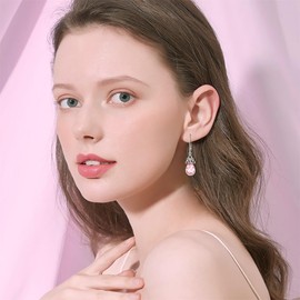 VONALA Celtic Knot Earrings 925 Sterling Silver Pink Crystal Earrings October Birthstone Earrings Irish Jewellery Gift for Women Ladies, Sterling Silver, Pink Crystal