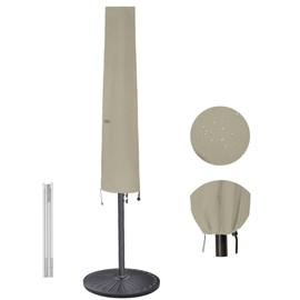 Garden Balsam Umbrella Cover for 6ft to 9ft Patio Umbrellas, Fade Resistant, Waterproof and Durable Market Umbrella Cover with Zipper and Rod Desert Khaki