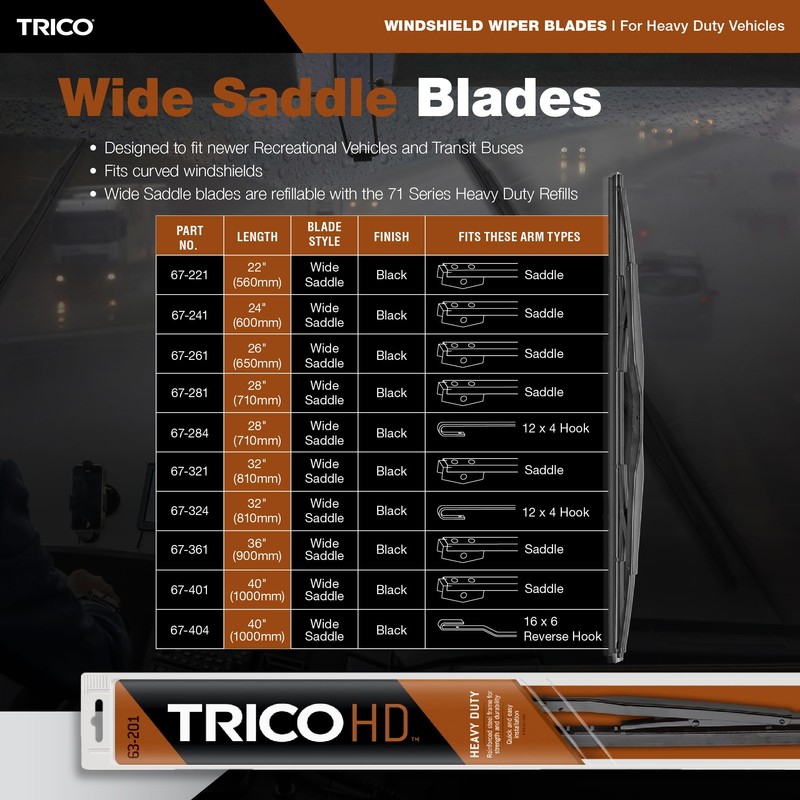 TRICO 24 Inch 67 Series Heavy Duty Black Wide Saddle