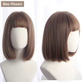 Inman Wig, Semi-Long, Medium, Bob, Gradient Wig, Full Wig, Women's, Straight, Natural, Harajuku, Lolita, Everyday, Earhook (Hime Bob Bee Flaxen)