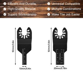 Pack of 10 Oscillating Saw Blades, Quick Release High Carbon Steel Blades Replacement Set with 10 mm (3/8 in) 20 mm (3/4 in) Handle, Precision Cutting Multi Tool for Metal Wood Plastic (10 mm)