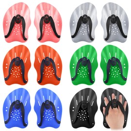 Liliful 6 Pairs Swim Paddles Hand Swim Training Hand Paddles with Adjustable Straps for Lap Swimming Exercise Equipment Accessories Swimming Paddles for Unisex Adult Kid, 6 Color