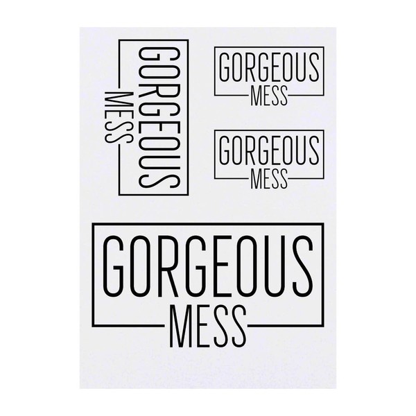 4 x 'Gorgeous Mess Funny Text ' Temporary Tattoos -