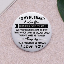 To My Husband Pocket Hug Token I Love You Gift for Husband from Wife Birthday Christmas Anniversary Valentines Day Gift for Him Double Sided Message Engraved with Leather Keychain