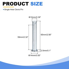 sourcing map 12Pcs M10 x 65mm Single Hole Clevis Pins, Zinc-Plated Carbon Steel Flat Head Hitch Pins for Trailer Latch, Mechanics Repair, Furniture Installation, Industrial Equipment