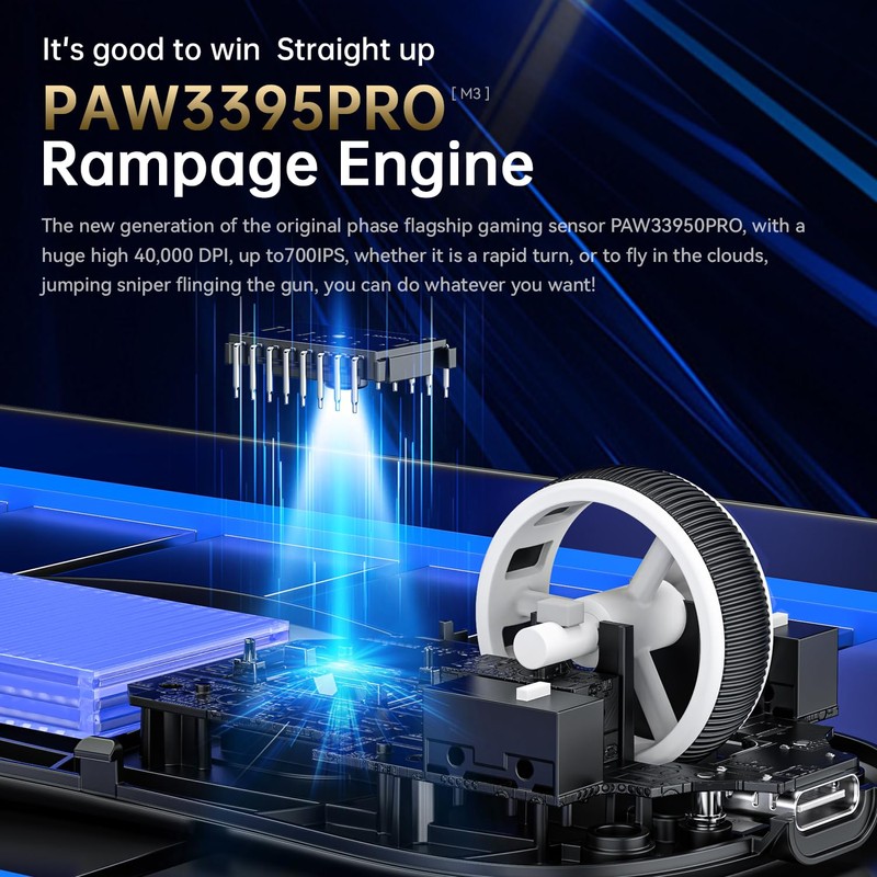 MAMBASNAKE M3 Wireless Gaming Mouse with Lightweight 39g,PixArt PAW3395 PRO