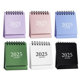 MAGICLULU 6Pcs Small Desk Calendar 2025 Mini Monthly Desktop Standing Flip Calendar Metal Ring Twin-Wire Binding Calendar